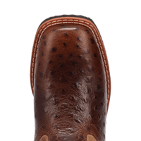 Dan Post Kid's Jet Ostrich Print Western Boot in Chocolate Brown