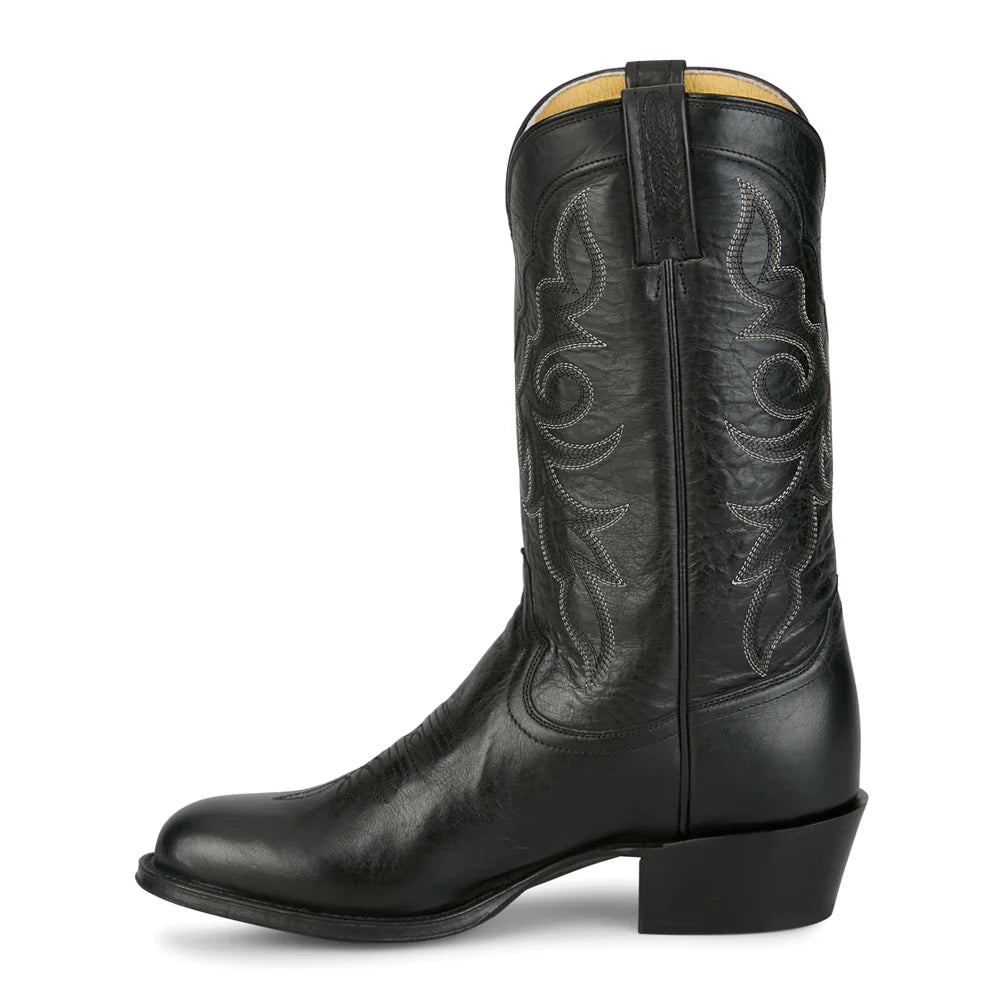 Tony Lama Men's Marco Round Toe Goat Leather Boot in Black