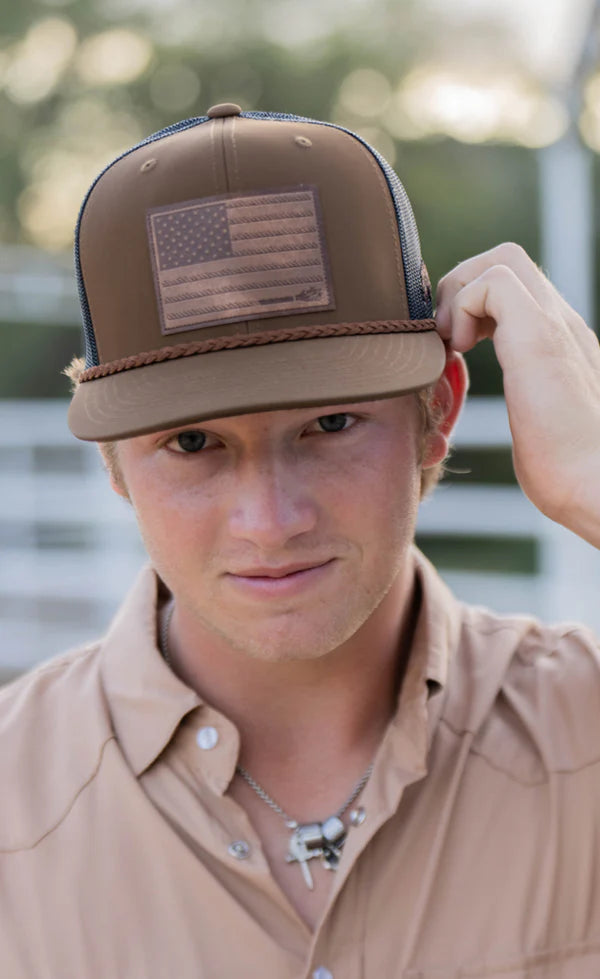 Hooey "Liberty Roper" Rope Trucker Hat in Brown & Black