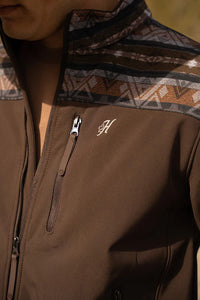 Hooey Men's Softshell Jacket in Brown Aztec