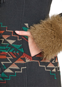 Powder River Outfitters Women's Aztec Jacquard Fur Trim Coat