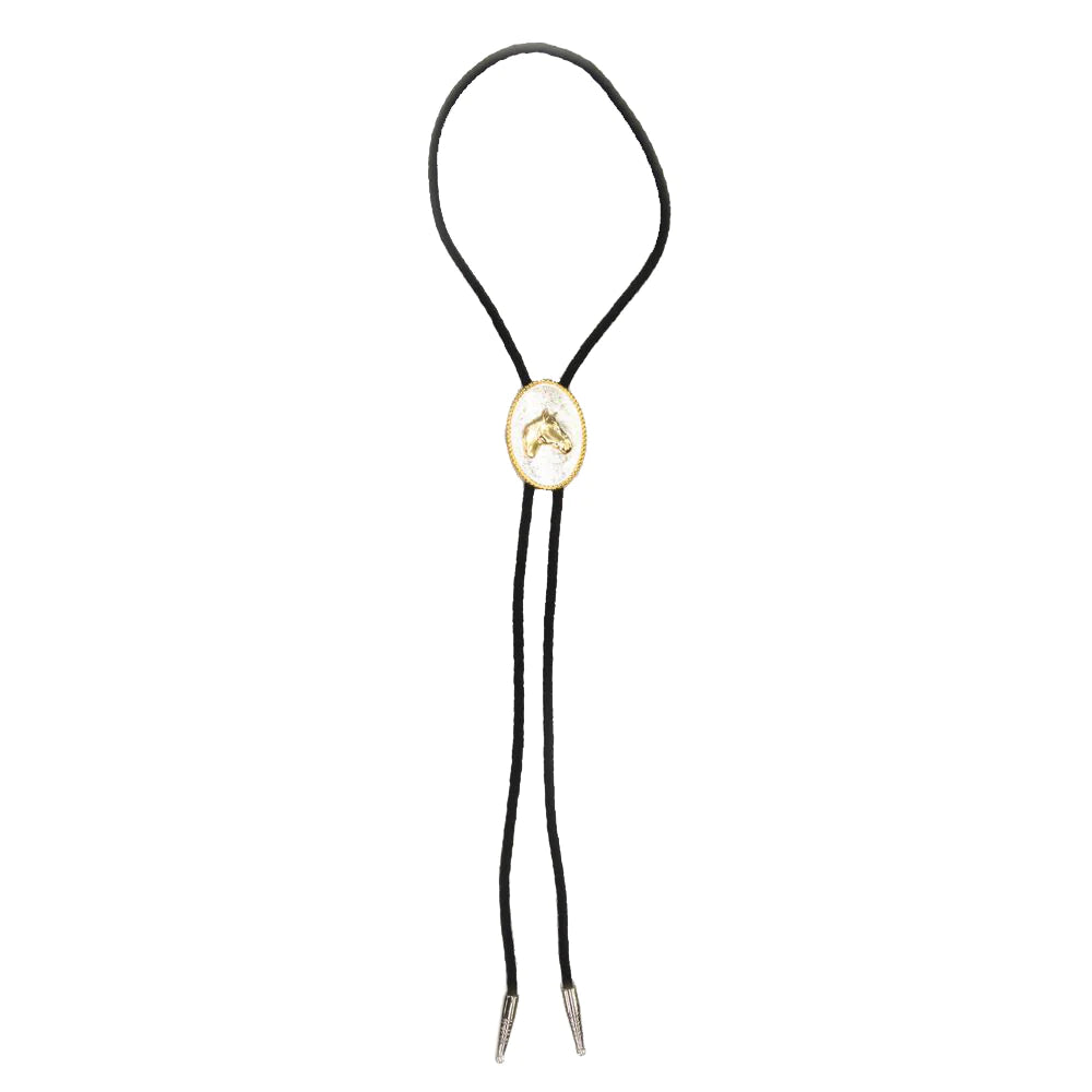 Double S Oval Horse Head Bolo Tie