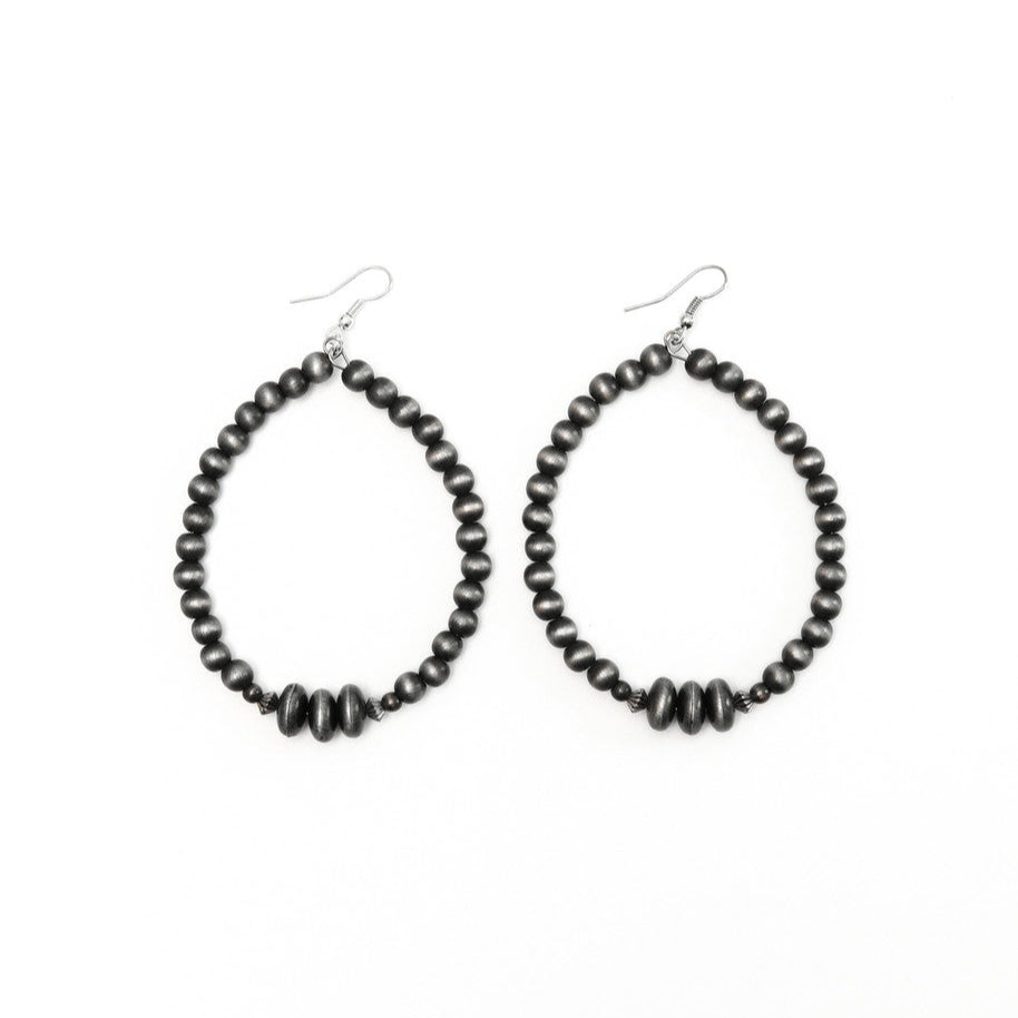 West & Co. 3.5" Navajo Inspired Beaded Dangle Hoop Earrings
