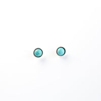West & Co. Burnished Silver Round Turquoise Stud Earrings