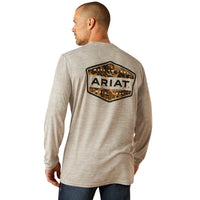 Ariat Men's L/S Charger Muddy Shield T-Shirt in Light Grey Heather