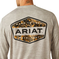 Ariat Men's L/S Charger Muddy Shield T-Shirt in Light Grey Heather