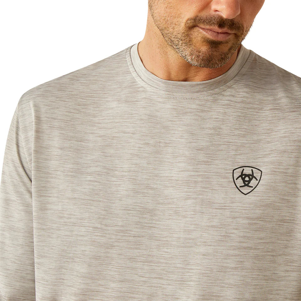 Ariat Men's L/S Charger Muddy Shield T-Shirt in Light Grey Heather