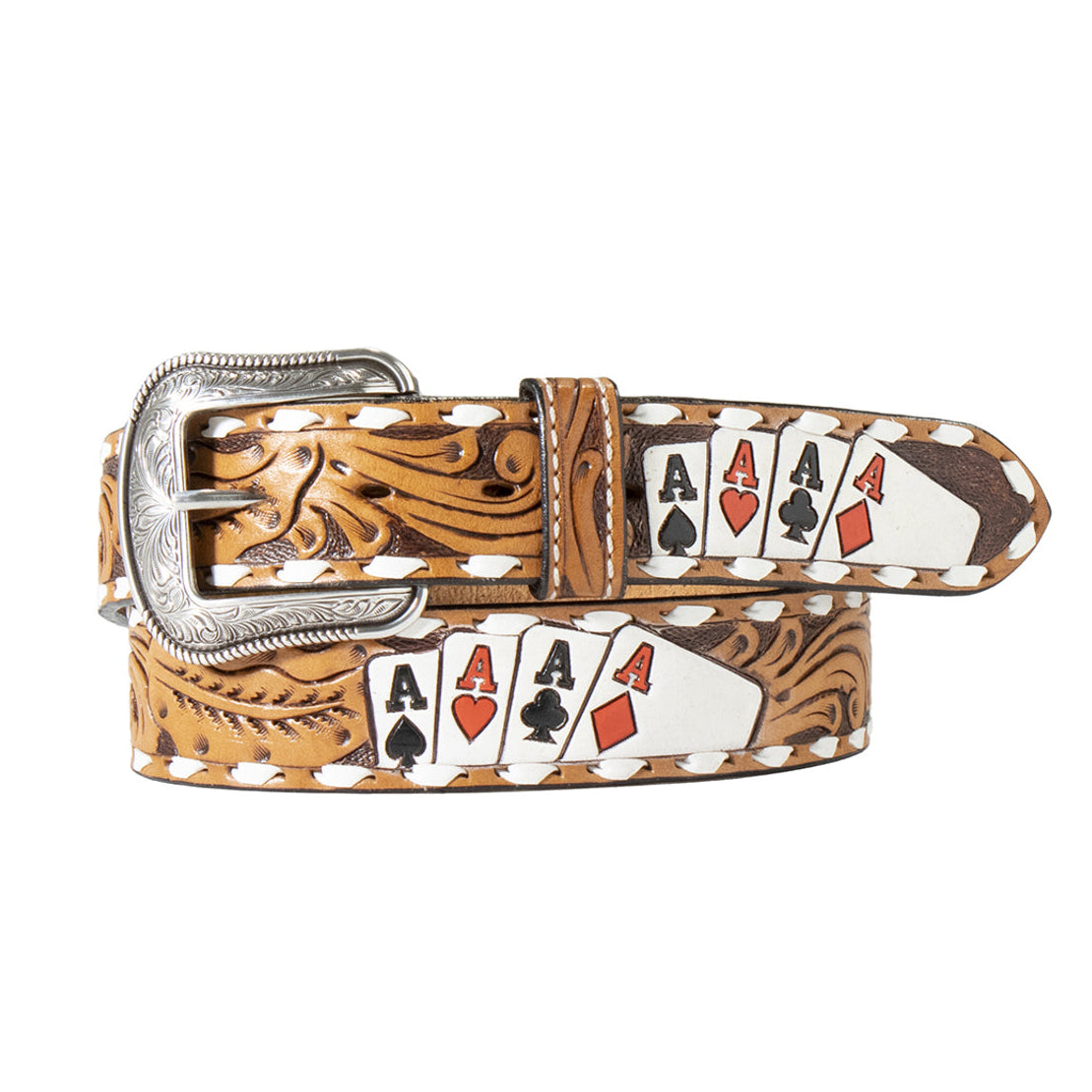 3D Belt Co. Men's Hand Painted Ace Cards Belt