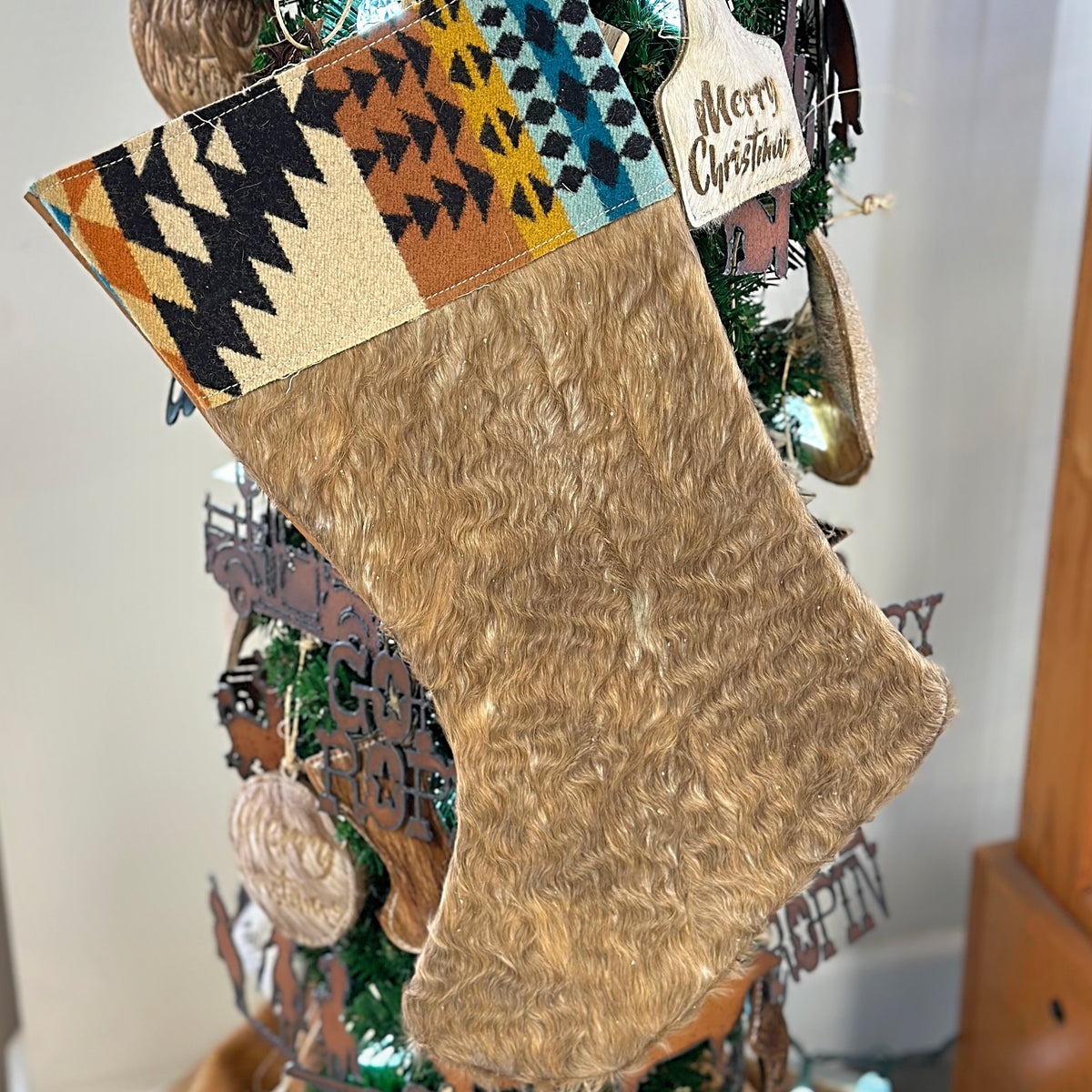 Pendleton Cowhide Christmas Stocking