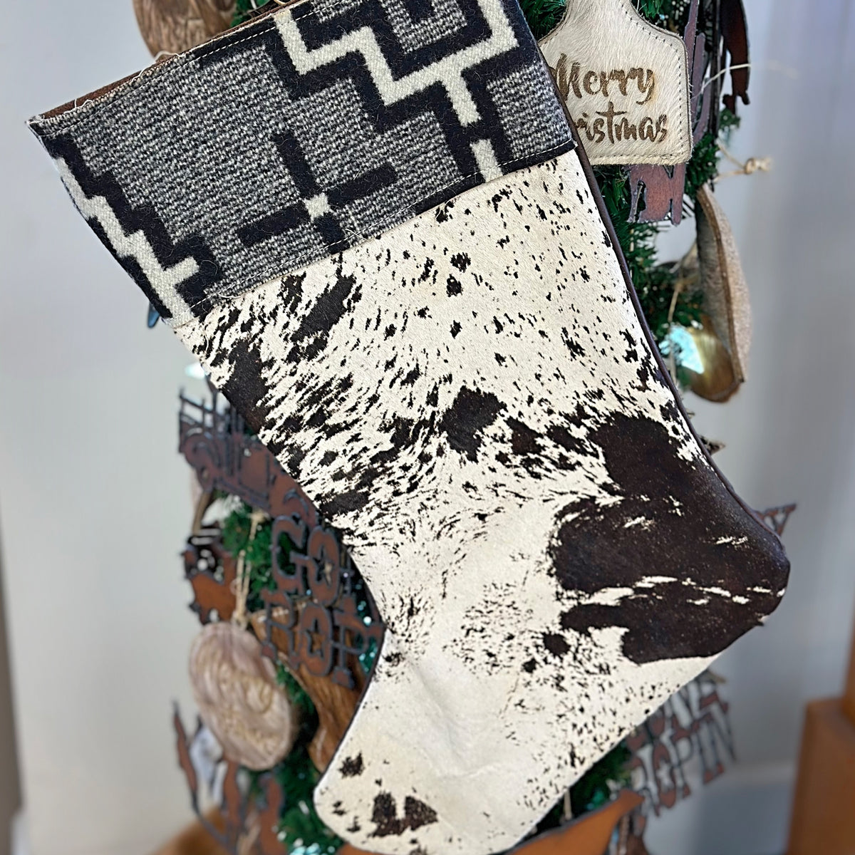 Pendleton Cowhide Christmas Stocking