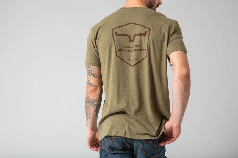Kimes Ranch Shielded Trucker Army Green Graphic T-Shirt
