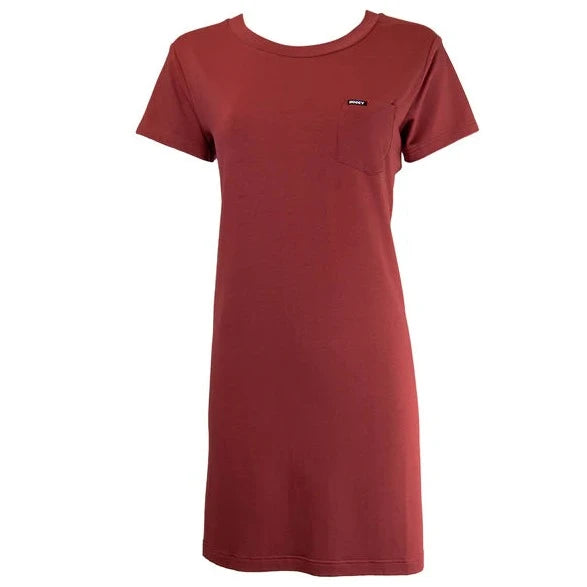 red t shirt dress with pockets Tooayk Women's Solid T-Shirt Dress, Loose Fit Henlry Neck Short Sleeve Dress with Pockets, Casual Midi Dress, Oversized Pocket Dress and Lounge Dress-