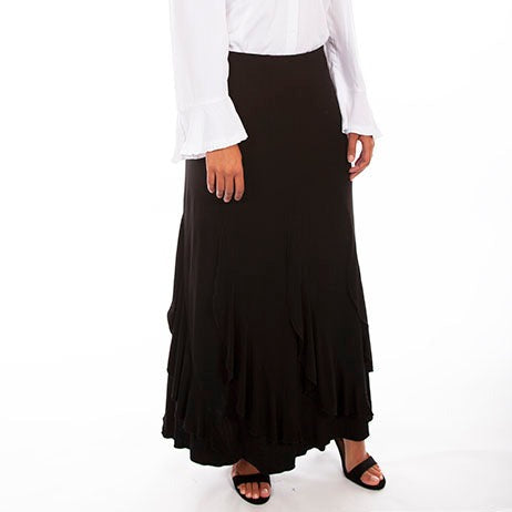 Black skirt outlet with ruffle bottom