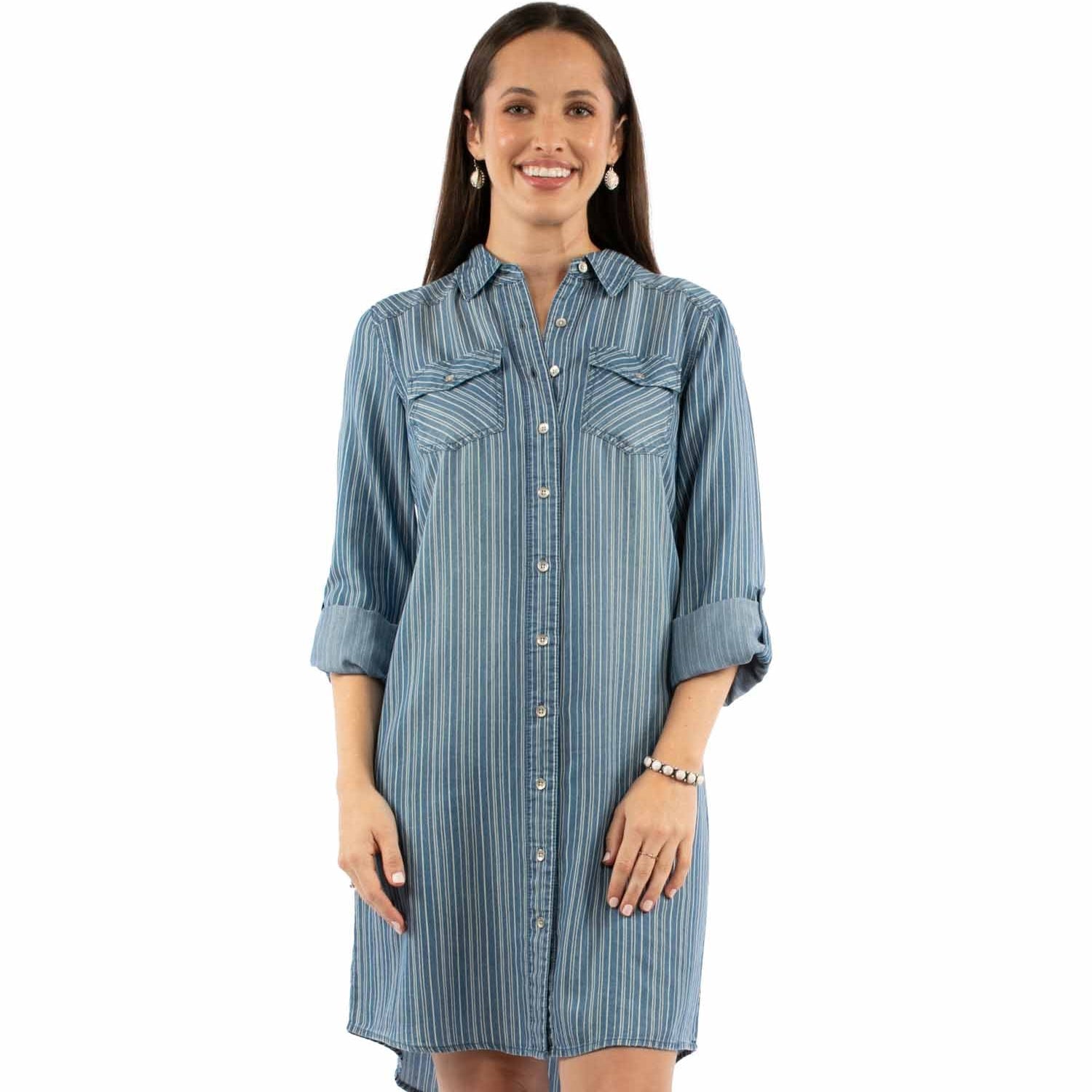 knee length country dresses Scully - Womens Railstripe Dress country dress with cowboy boots