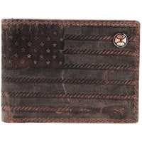 Hooey "Liberty Roper" Embossed Flag Leather Front Pocket Bifold Wallet