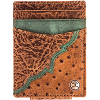 Hooey "Sawyer" Ostrich Print Leather Money Clip Wallet
