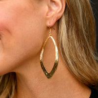 West & Co. Burnished Gold Large Wavy Cut-Out Oval Dangle Hoop Earrings