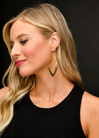 West & Co. Burnished Gold Large Wavy Cut-Out Oval Dangle Hoop Earrings