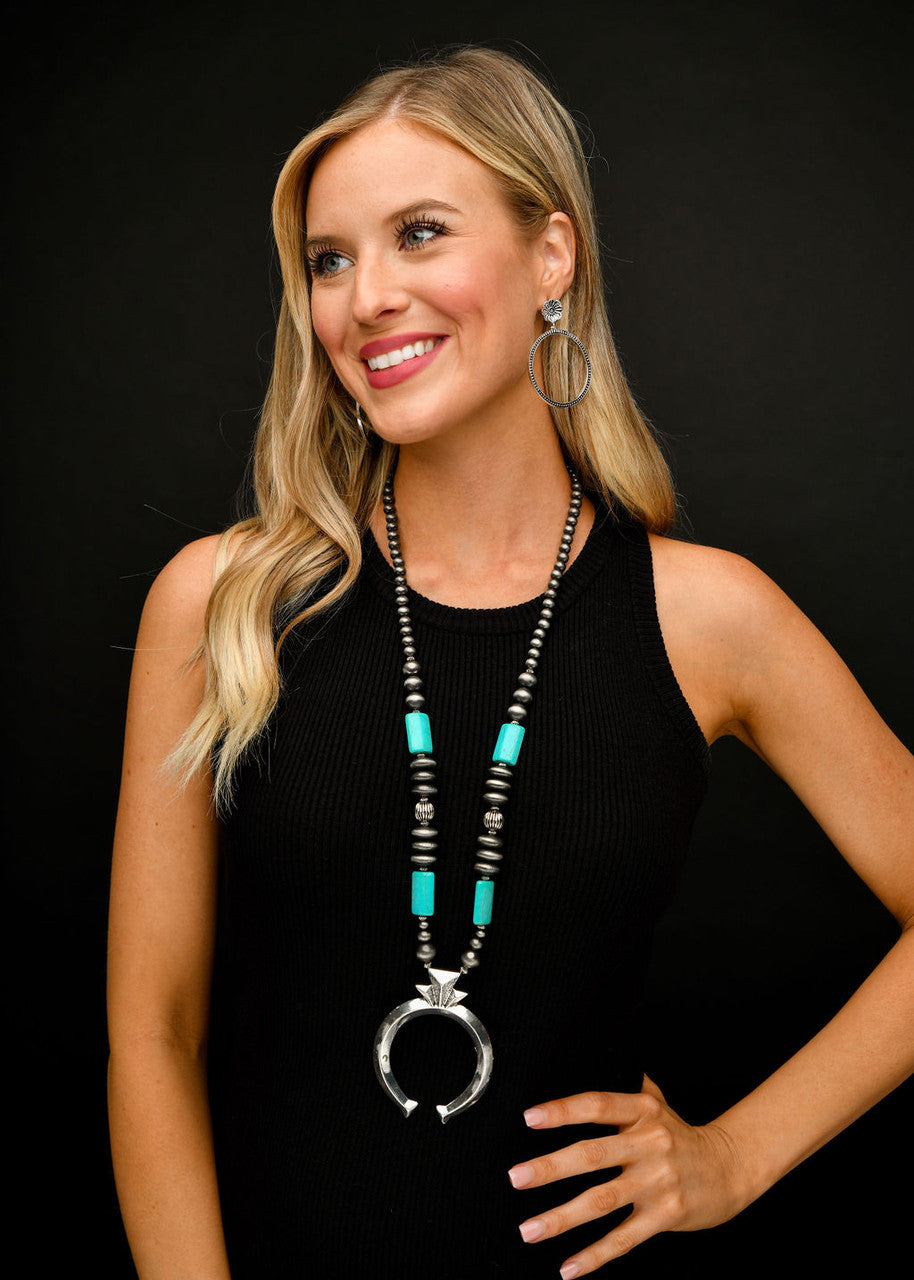 West & Co. Silver Navajo Inspired Pearl & Naja Beaded Pendant Necklace