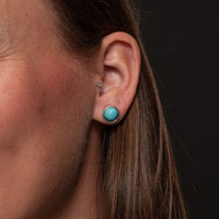 West & Co. Burnished Silver Round Turquoise Stud Earrings