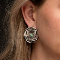 West & Co. Silver Burst Turquoise Concho Post Earrings