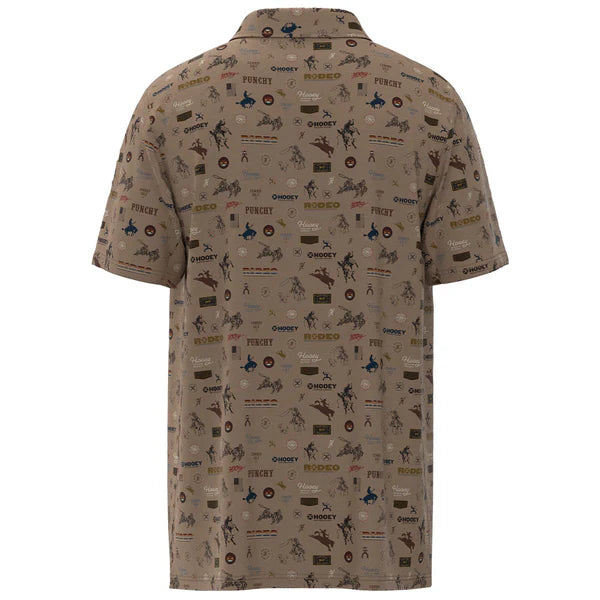 Hooey Men's "The Weekender" Rodeo Print Short Sleeve Golf Polo in Tan