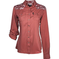 Hooey Women's Sol Marsala & Floral Pattern Long Sleeve Snap Shirt