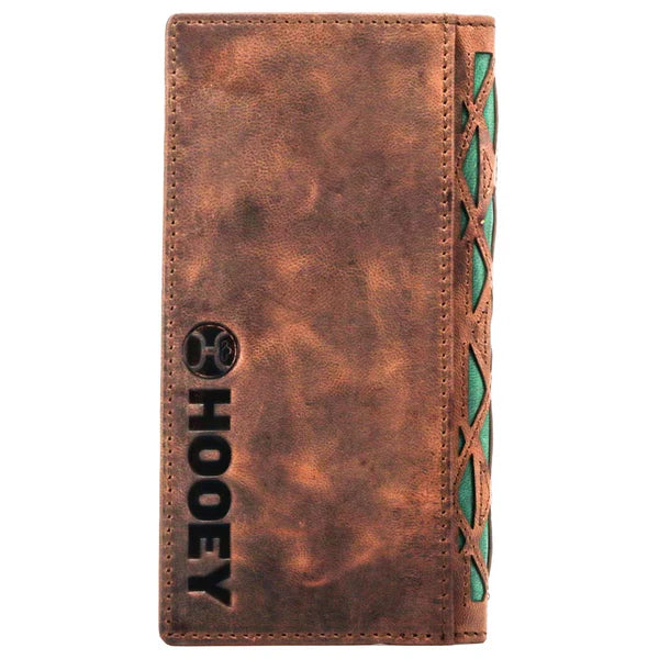 Hooey Original "Chapawee" Turquoise Aztec Print Leather Rodeo Wallet in Brown