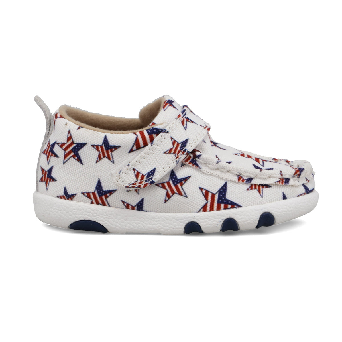 Hooey by Twisted X Infant & Toddler Allover Print Driving Moc in Red, White and Blue Star