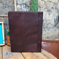 Leather Floral Embossed Aztec Cowhide Portfolio
