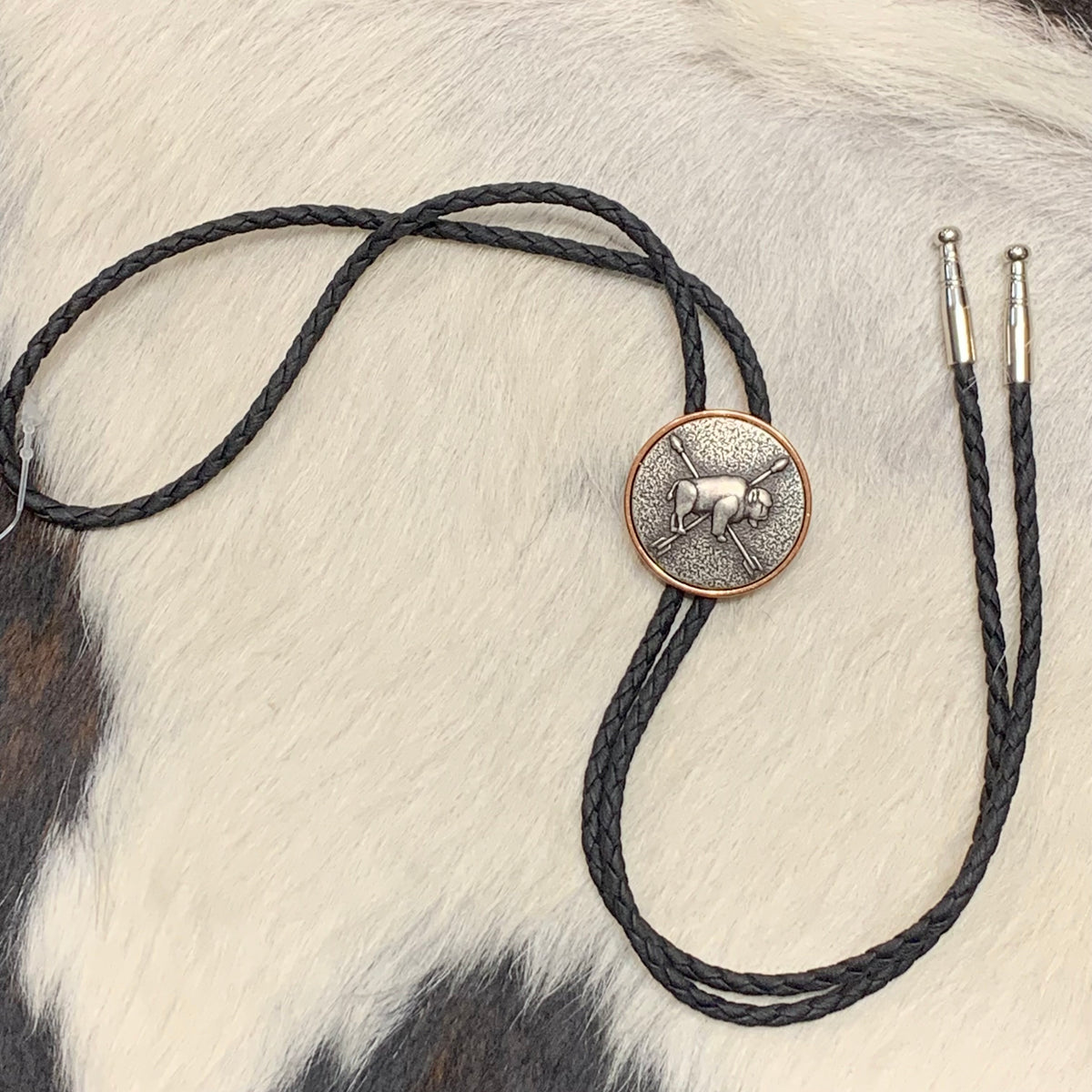 Double S Buffalo & Crossed Arrow Bolo Tie