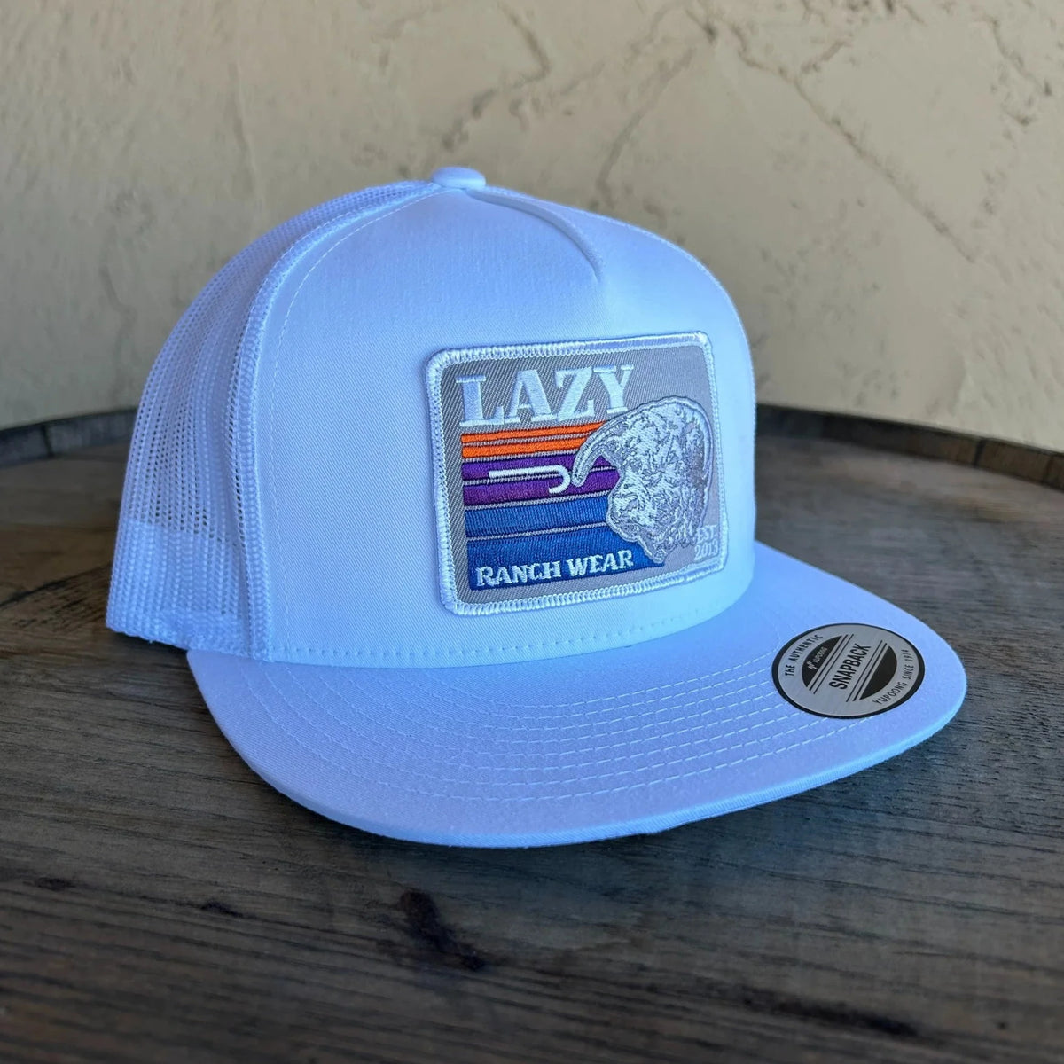 Lazy J Ranch Wear Solid White Sunset Bull Cap