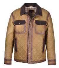 Flynt Western Men's Laredo Quilted Suede Jacket in Flax