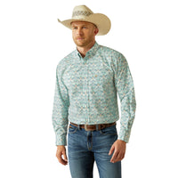 Ariat Men's L/S Jerome Classic Fit Western Button Down Shirt in Teal Paisley