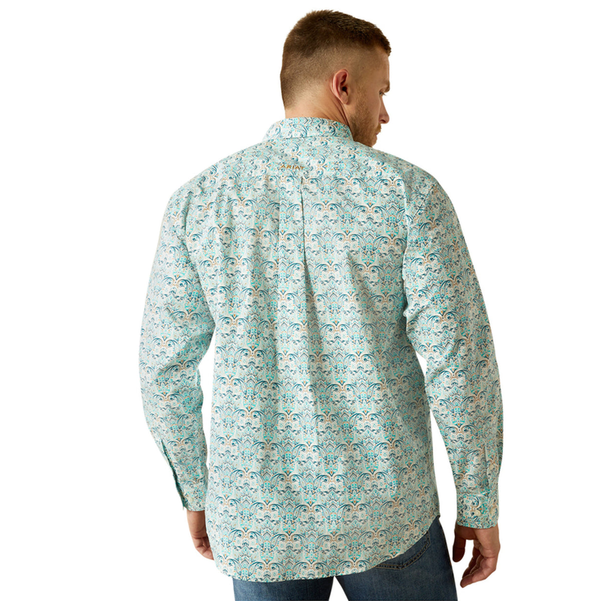 Ariat Men's L/S Jerome Classic Fit Western Button Down Shirt in Teal Paisley