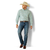 Ariat Men's L/S Jerome Classic Fit Western Button Down Shirt in Teal Paisley