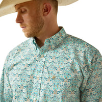 Ariat Men's L/S Jerome Classic Fit Western Button Down Shirt in Teal Paisley
