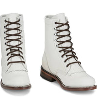Justin Women's McKean Water Buffalo Lace Up Boot in Vintage White