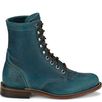 Justin Women's McKean Water Buffalo Lace Up Boot in Turquoise Blue