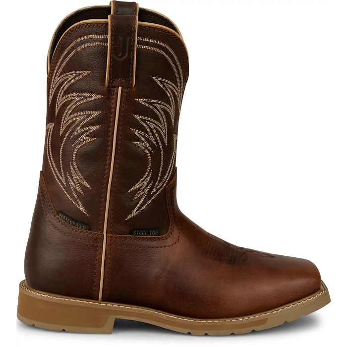 Justin Men's Daywork 11" Water Buffalo Steel Toe Work Boot in Pecan