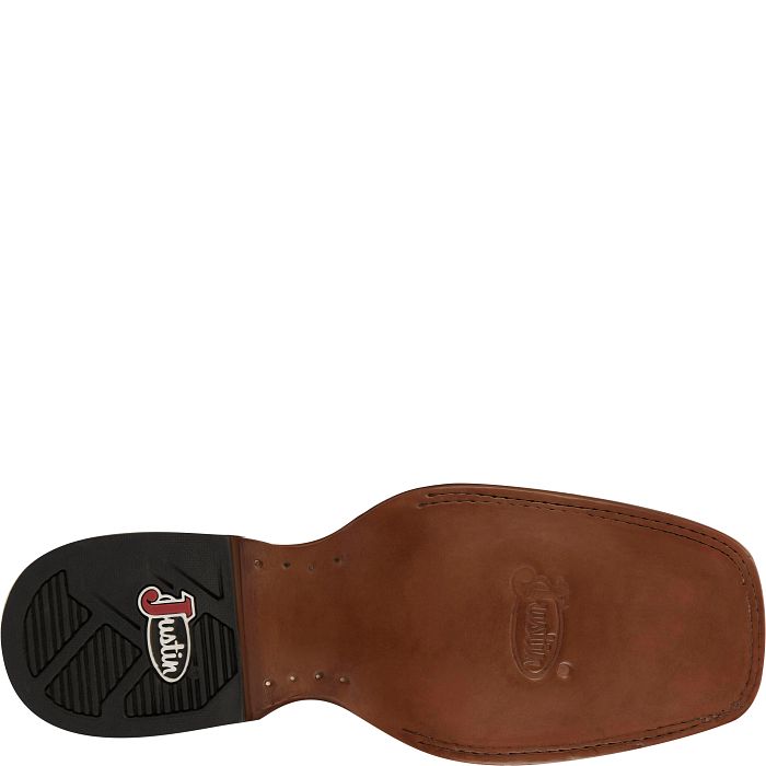 Justin Men's Big News Western Boot in Black & Brown Cowhide