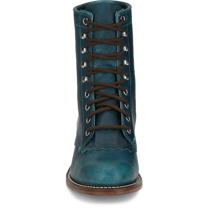 Justin Women's McKean Water Buffalo Lace Up Boot in Turquoise Blue