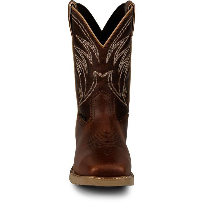 Justin Men's Daywork 11" Water Buffalo Steel Toe Work Boot in Pecan