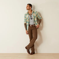 Ariat Men's Hardin L/S Retro Fit Western Snap Shirt in Turquoise