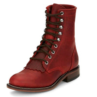 Justin Women's McKean Water Buffalo Lace Up Boot in Red