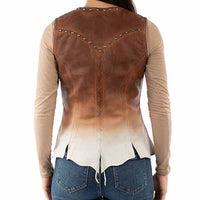 Scully Women's Ombre Studded Leather Vest in Tan