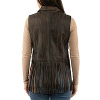 Scully Women's Lambskin Leather Fringe Vest in Brown