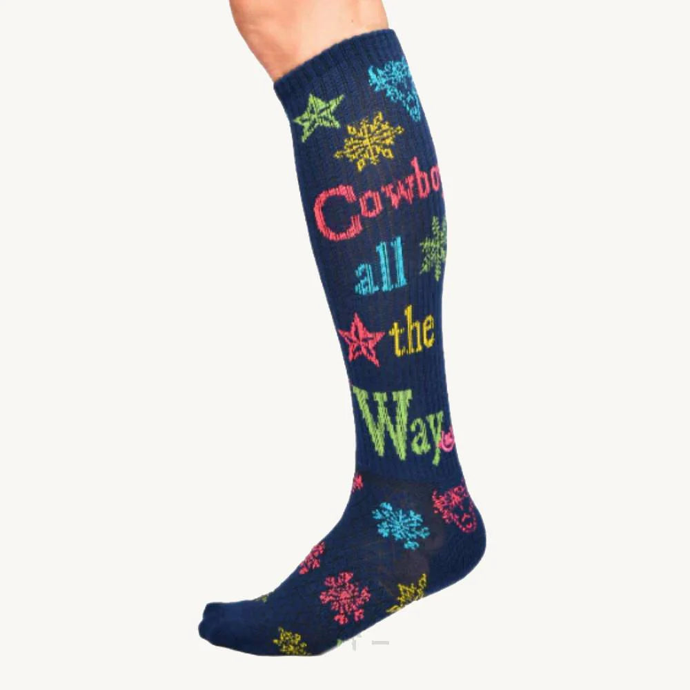 Lucky Chuck Women's Cowboy All The Way Navy Performance Socks