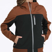 Cinch Women's Bonded Hooded Jacket in Brown and Black
