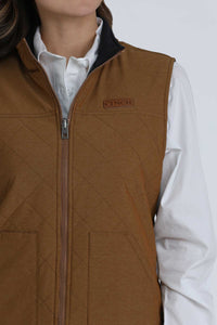 Cinch Women's Reversible Quilted Vest in Brown and Navy